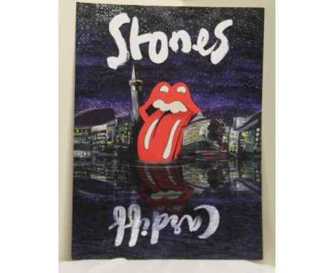 A thick card Rolling Stones live in Cardiff limited print  - measuring 43 cm by 57 cm - begging to be framed ! A super cool i