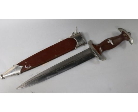 A WWII German dagger and scabbard dated 1940, 37.5cm