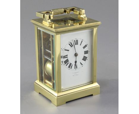 An Edwardian lacquered brass carriage clock, 14.5cm