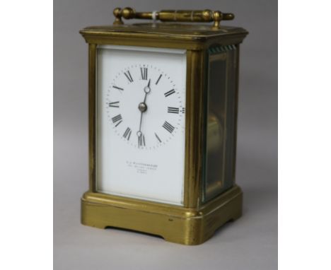 An Edwardian brass carriage clock, 13cm