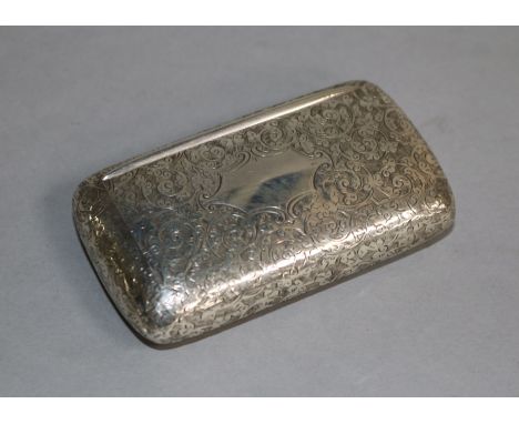 A late Victorian engraved silver snuff box, Birmingham, 1894, 80mm.