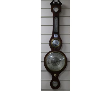 A Regency mahogany wheel barometer 96cm