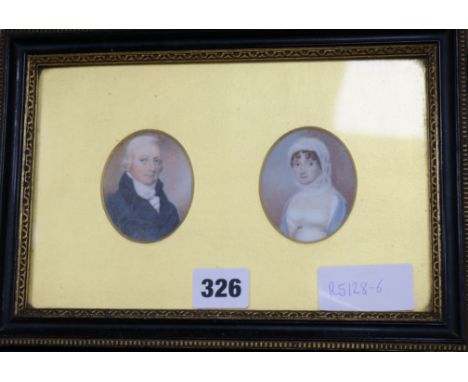 Late 18th century English School, pair of oil on ivory miniatures, portrait of Thomas and Elizabeth Sharp, married 1784, 6.5 