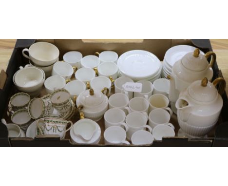A Wedgwood gilt white porcelain part coffee service and sundry tea and coffee wears