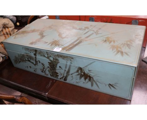 A Chinese pale blue lacquer trunk H.55cm