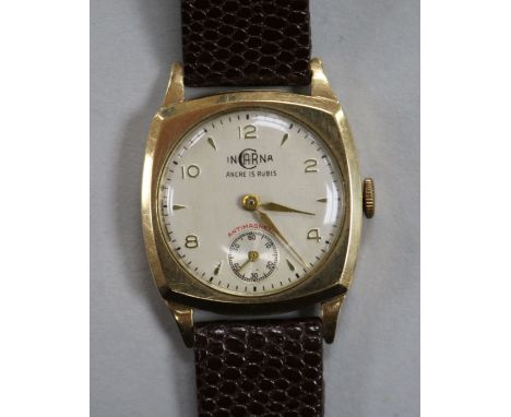 A gentleman's 1950's 9ct gold Incarna manual wind wrist watch.