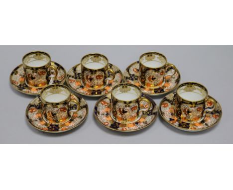 A Royal Crown Derby Imari pattern coffee set, pattern no. 4971, comprising six cups and six saucers