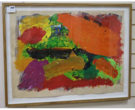 Fred Pollock (1937-), oil on paper, untitled, label verso, 55 x 74cm