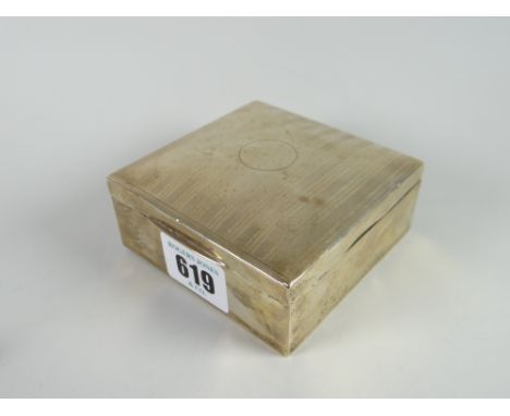 Small silver square shaped cigarette box, engine turned, Birmingham hallmarks Condition reports provided on request by email 