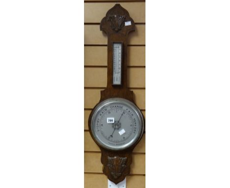 A vintage oak banjo barometer thermometer Condition reports provided on request by email for this auction otherwise items pur