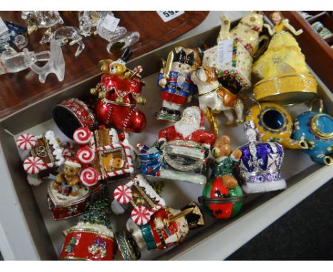 A collection of modern novelty enamelled patch boxes Condition reports provided on request by email for this auction otherwis