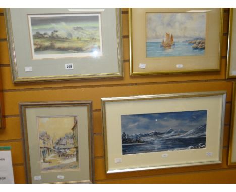 LEYTON FORBES watercolour - street scene with figures, signed, 22 x 15cms together with NORMA CROCKER watercolour - Snowdonia
