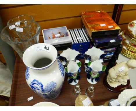 A parcel of mixed china and glass ETC including Spode Italian, cut glass trumpet vase, CDs ETC Condition reports provided on 