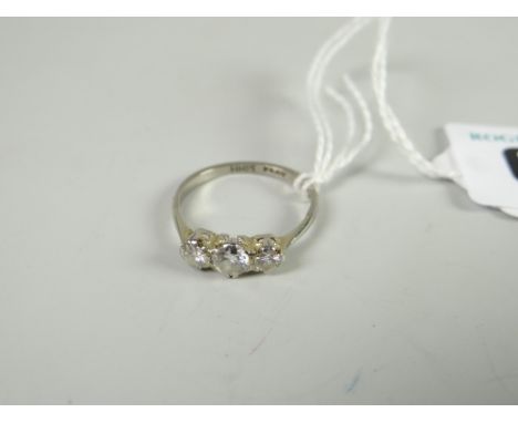 18ct white gold and platinum three-stone diamond ring, 2.1grams approx. Condition reports provided on request by email for th