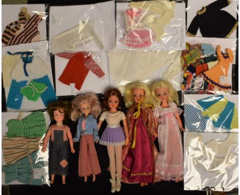 Sindy Dolls - 1970's Trendy Girl (2); Mary Quant Daisy Girl; Patch (Canterbury) assorted clothes; etc