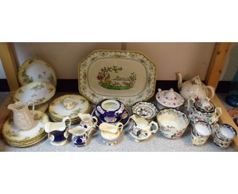 Ceramics - a 19th century Staffordshire part tea set comprising sucrier, cream jug, slop bowl, cups and saucers; other 19th c