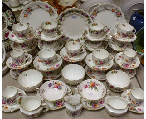 Ceramics - a Royal Crown Derby Posies pattern tea service, comprising twelve cups, saucers, side plates, two bread and butter