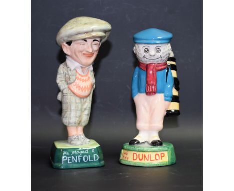 A Royal Doulton ceramic advertising figure, Golfer and Caddie, Dunlop Caddie, MCL2, limited edition 516/2000; another, Golfer