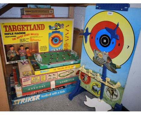 Toys and Juvenalia - Striker, football with a kick; Targetland Rifle Range; Berwick Blow Football; Chad Valley pin football; 