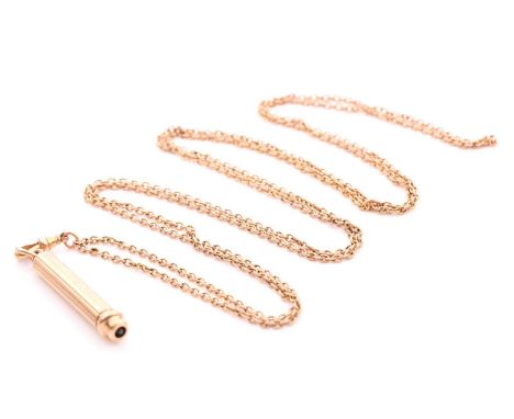 A yellow metal propelling pen, by S. Morden &amp; Co., suspended on a yellow metal watch chain with Albert clasp, marked 15, 