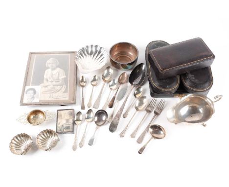 An early 19th century Irish silver Old English pattern tablespoon. Dublin 1800 by James Keating. Together with other items of
