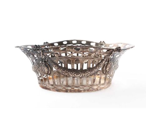 A large late 19th century Continental silver basket, bearing English import marks, Chester 1899 for Berthold Muller, of shape