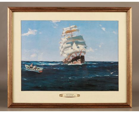 Off Valparaiso by T. J. Somerscales (1843-1927), Print Framed and Glazed. 54x44cm #40
