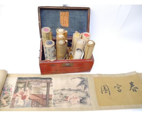 (Shunga Emaki, Japanese Erotic Hand Scrolls.) Twelve circa late C19th/C20th Shunga Erotic scrolls, including circa late 19th/