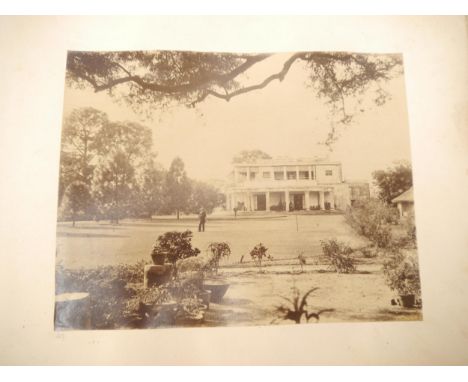 A victorian photograph album circa 1860's/ 70's containing approx 75 mounted albumen print photographs of India &amp; Ceylon 