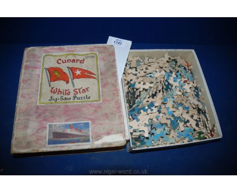A Chad Valley wooden jigsaw of The Cunard White Star.