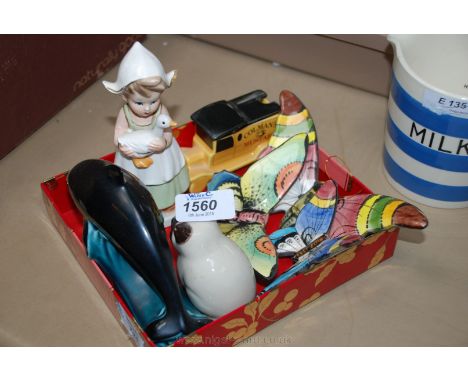 A Poole Dolphin, Colman's novelty pot, Italian Butterflies, etc.