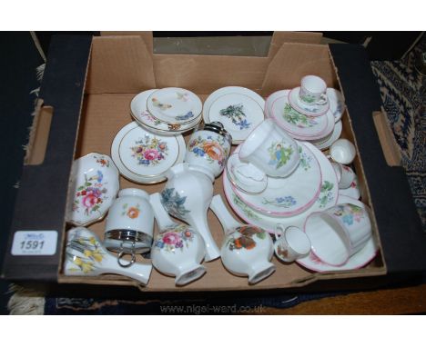 A quantity of Royal Worcester china including Flower Fairy trios with butterfly handles to the cups, bud vases, etc.
