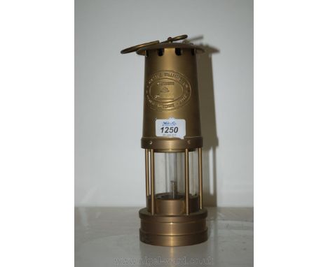 An A.E. Thomas & Williams Ltd. Brass miner's lamp, makers Aberdare, Wales