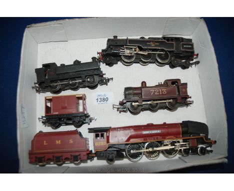 A Hornby '00' gauge locomotive 'Duchess of Sutherland' no 6233 and LMS coal truck, a B.R No. 80033 locomotive, 5700 locomotiv