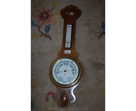 A Banjo Barometer/Thermometer by Cross Brothers Ltd., Cardiff  - glass a/f