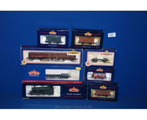 A quantity of Bachmann '00' gauge engines and rolling stock including Leadbetter Newport Coal Wagon, G.W.R Bogie Well Wagon, 