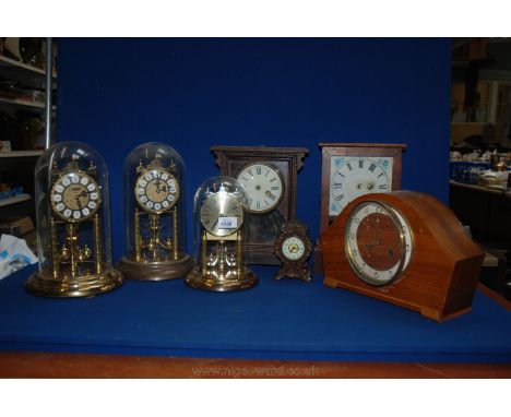 A Haller Anniversary Clock, Estima Anniversary Clock, a mantle clock and other miscellaneous clocks, some a/f