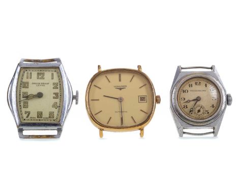 GENTLEMAN'S LONGINES AUTOMATIC GOLD PLATED WRIST WATCH,the oval champagne dial with applied baton hour markers, date aperture