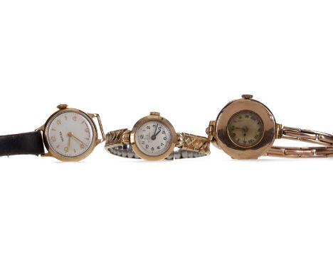 LADY'S VERTEX GOLD CASED MANUAL WIND WRIST WATCH,the round white dial with applied wedge and Arabic hour markers, outer secon