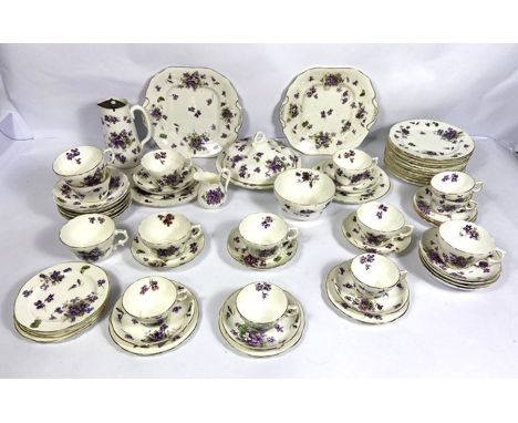 A group of tea wares including a Gladstone fine bone china tea service decorated with flowers and gilt lined (a lot)