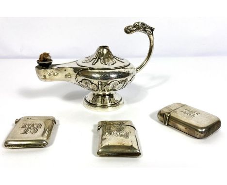 An interesting Edwardian Gibraltar hunt related Point to Point trophy, in form of a oil lamp table lighter, hallmarked London