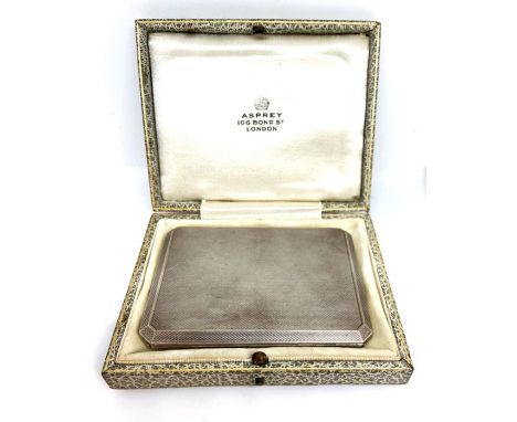 An Asprey silver presentation cigarette case, hallmarked London, 1937, Asprey Ltd, with engine turned decoration, gilt lined,