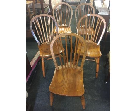 5 ELM STICK BACK DINING CHAIRS