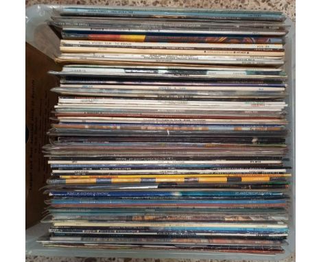 PLASTIC CRATE &amp; RECORD CASE WITH MISC VINTAGE LP'S, ERIC CLAPTON, ELO, &amp; CREAM &amp; MANY OTHERS 80'S &amp; 90'S