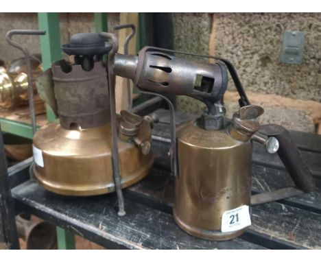 BRASS VALOUR NO. 55 PRESSURE STOVE &amp; A BLOW LAMP BY OPTIMUS