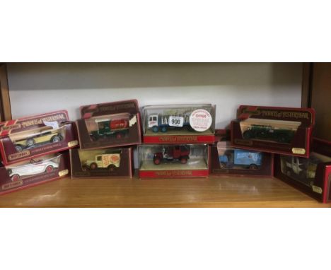 SHELF OF MATCHBOX MODELS OF YESTERYEAR, CARS &amp; LORRIES