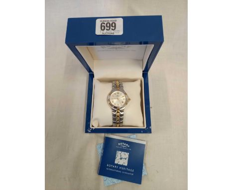 ALMOST NEW GENTS ROTARY WRIST WATCH  IN BOX WITH PAPERWORK