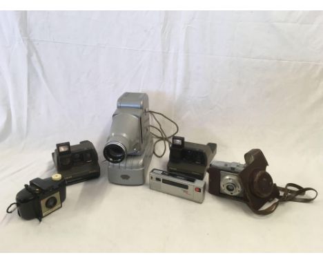 CARTON WITH POLAROID CAMERAS, A GNOME SLIDE PROJECTOR &amp; VARIOUS OTHER CAMERA'S