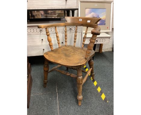 VINTAGE OAK BENTWOOD CARVER CHAIR WITH TURNED LEGS ETC