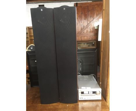 ONKYO CD RECEIVER / MP3 PLAYER WITH PAIR OF KEF FLOOR SPEAKERS &amp; REMOTE CONTROL 